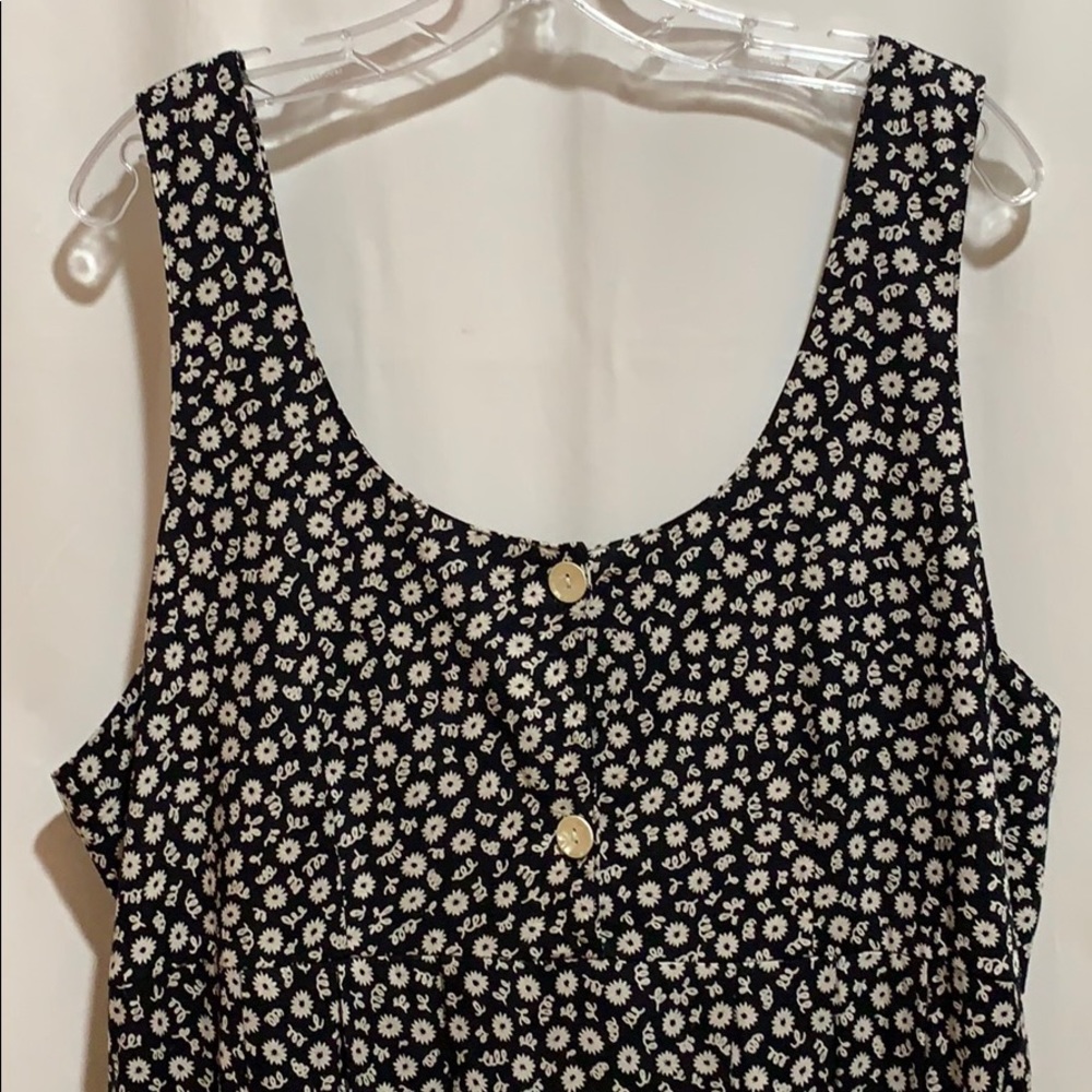 VTG BLK/WH JUMPER/DRESS EMPIRE SZ XL RAYON MAXI